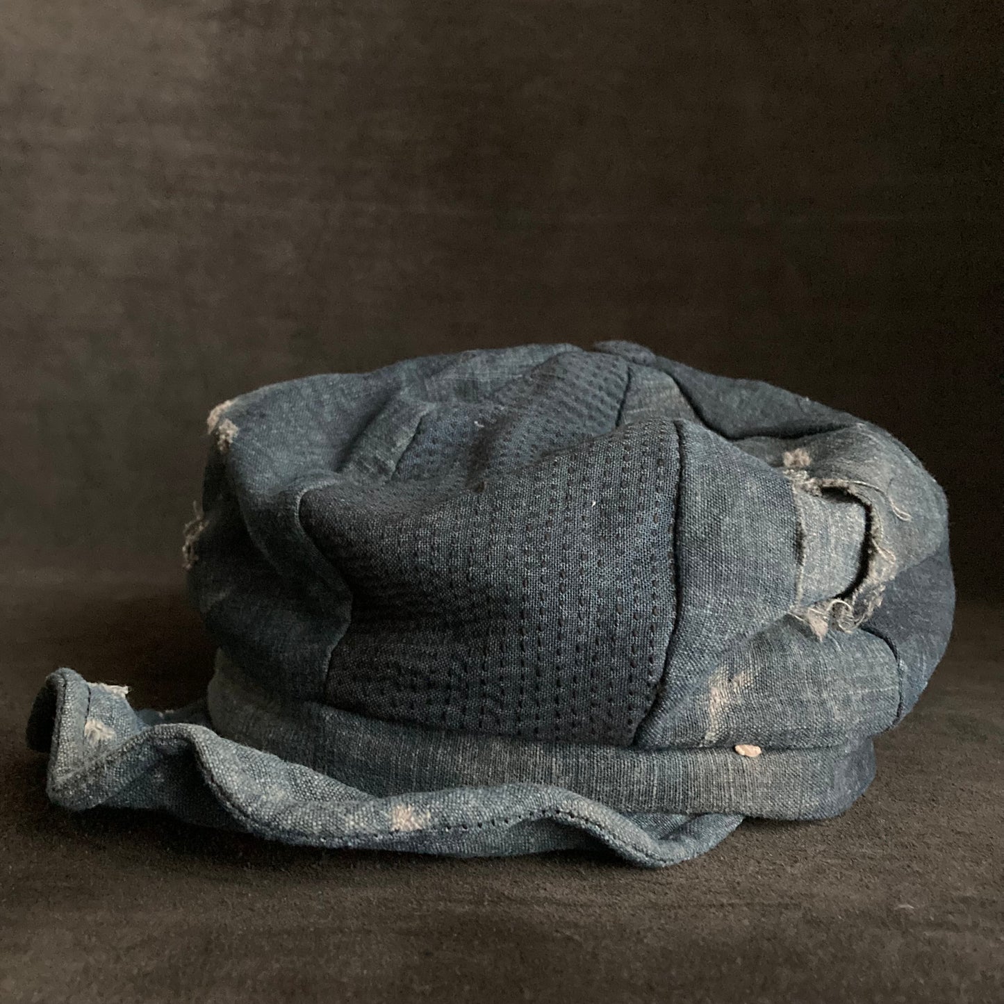 Indigo sashiko damage casquette