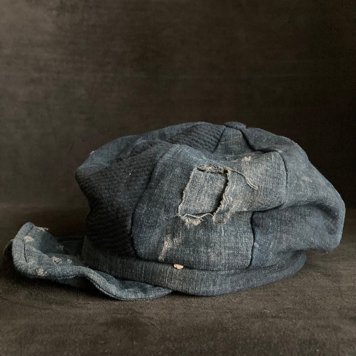 Indigo sashiko damage casquette