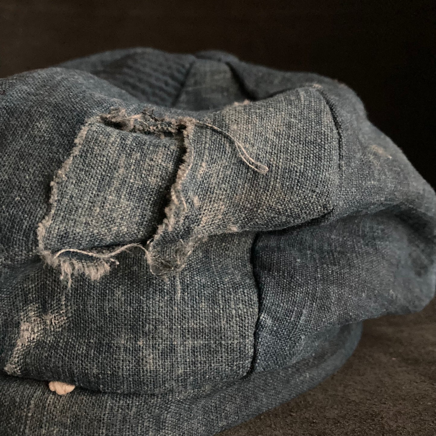 Indigo sashiko damage casquette