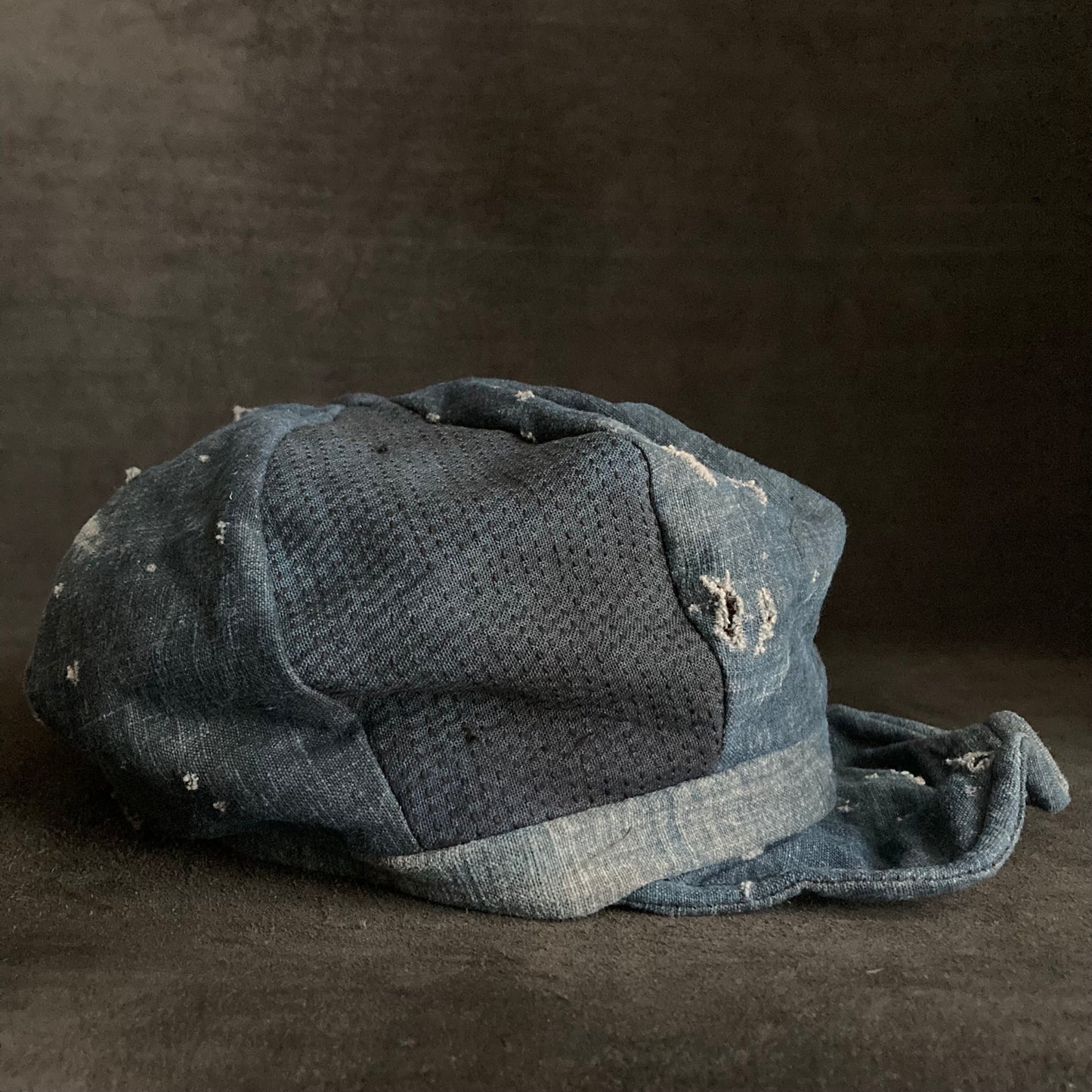 Indigo sashiko damage casquette