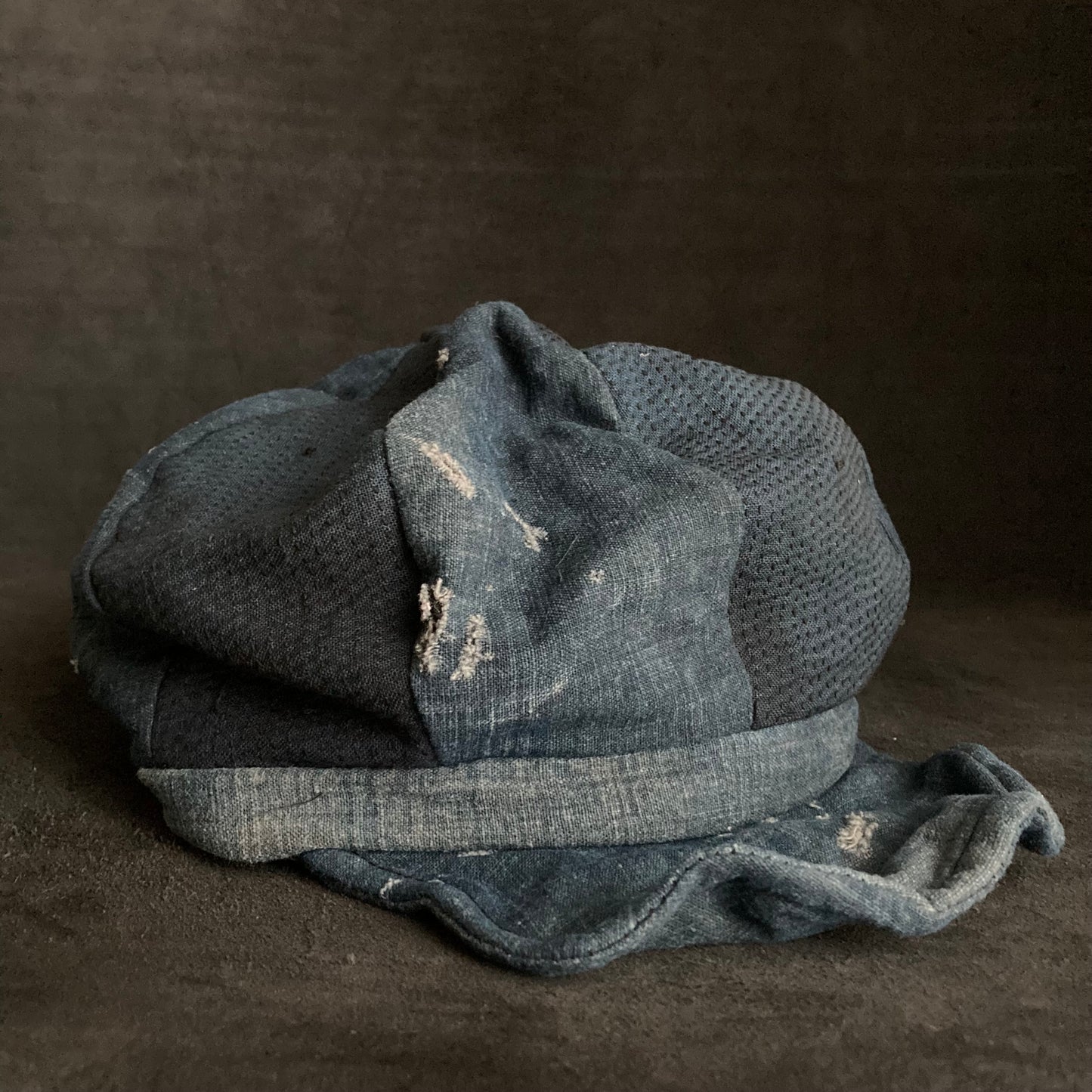 Indigo sashiko damage casquette