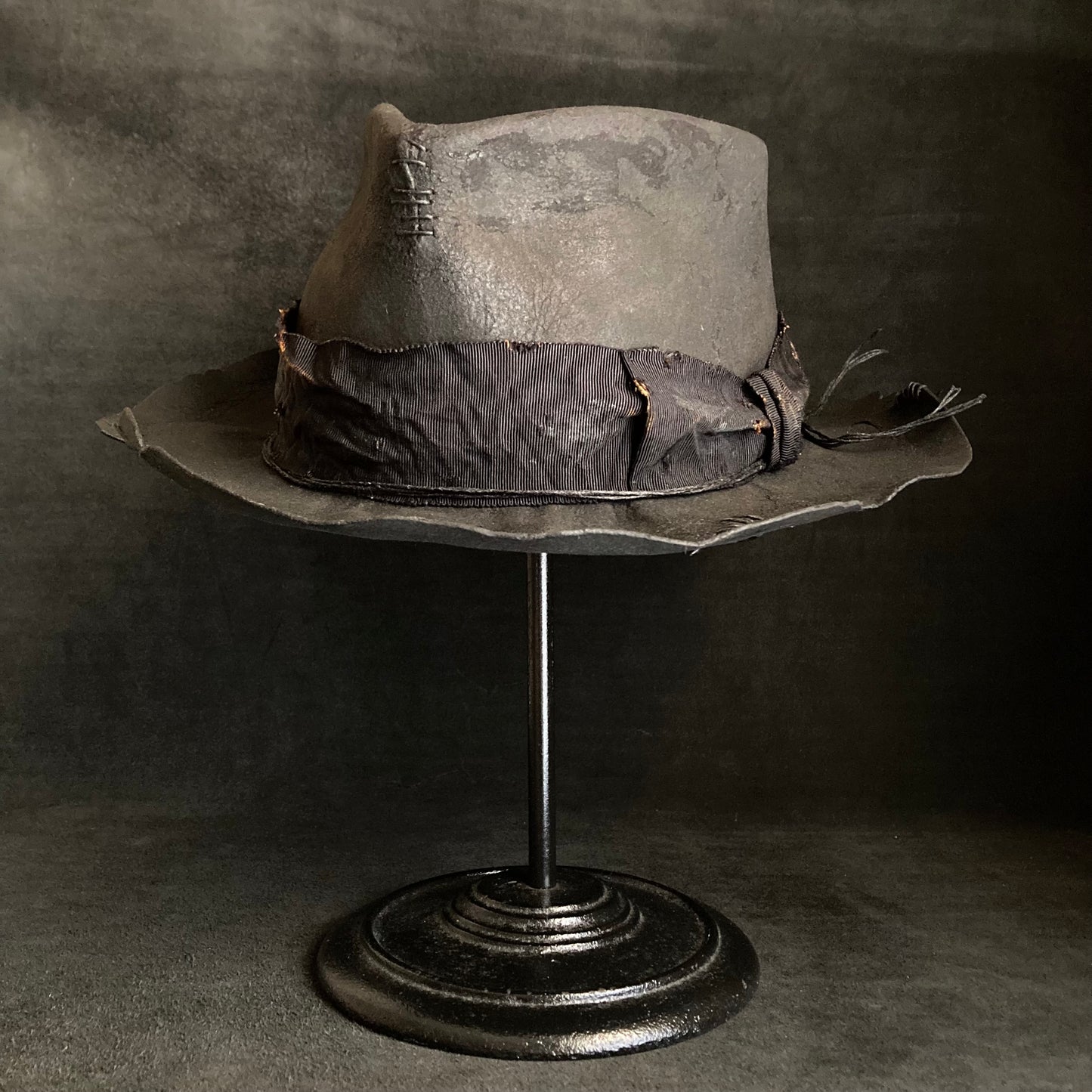 Charcoal broken middle fedora hat