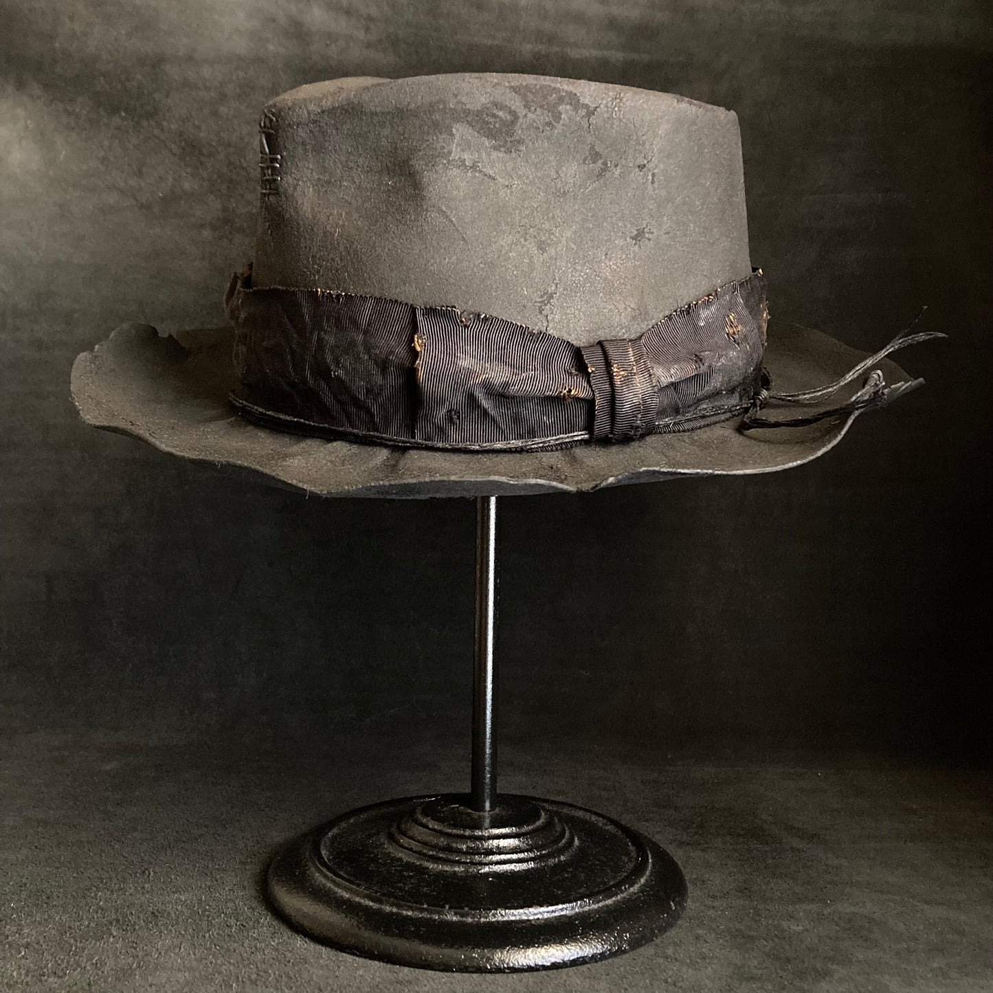 Charcoal broken middle fedora hat