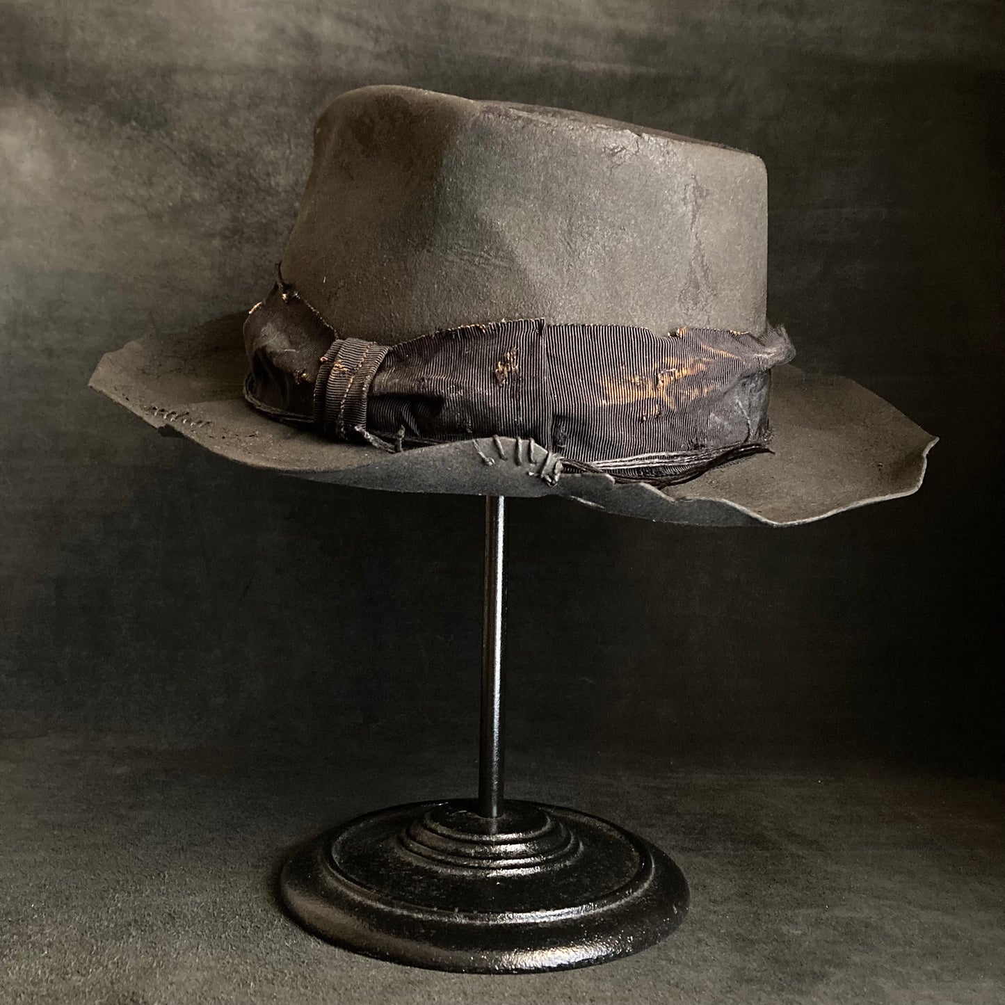 Charcoal broken middle fedora hat