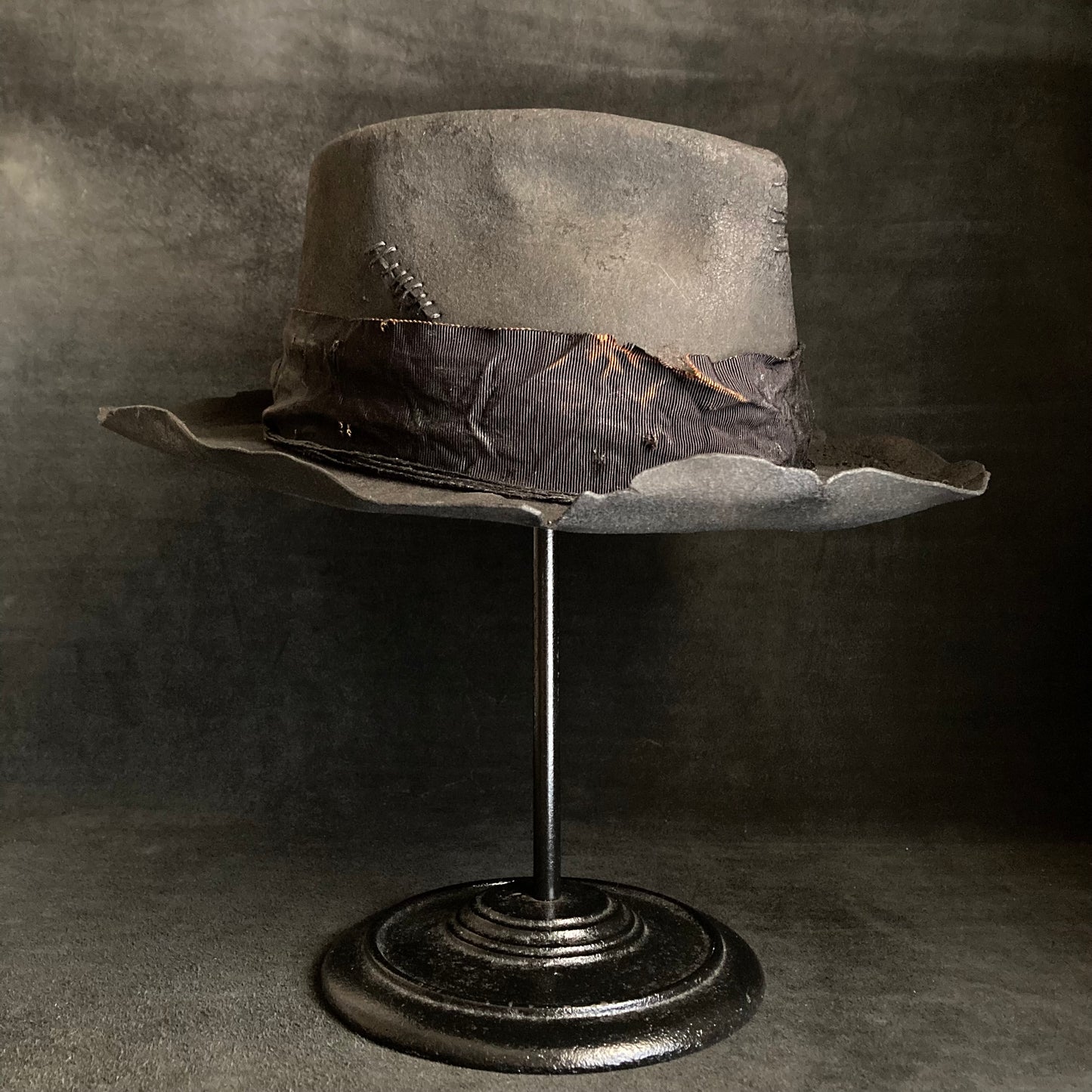 Charcoal broken middle fedora hat