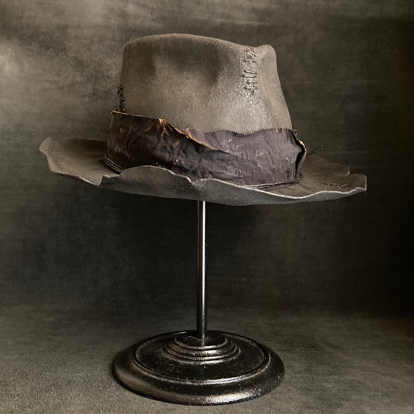 Charcoal broken middle fedora hat