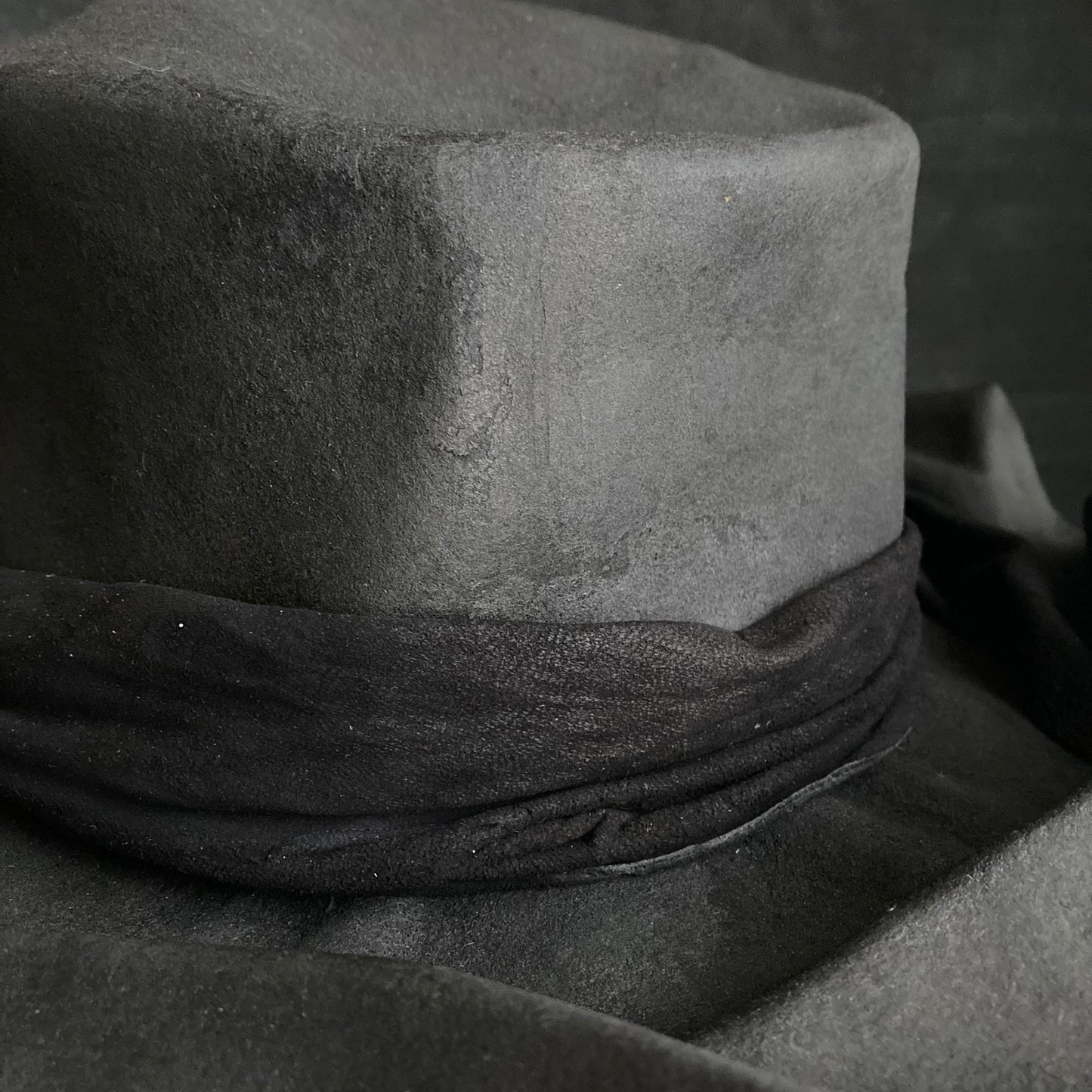 Charcoal folded wide brim flat hat