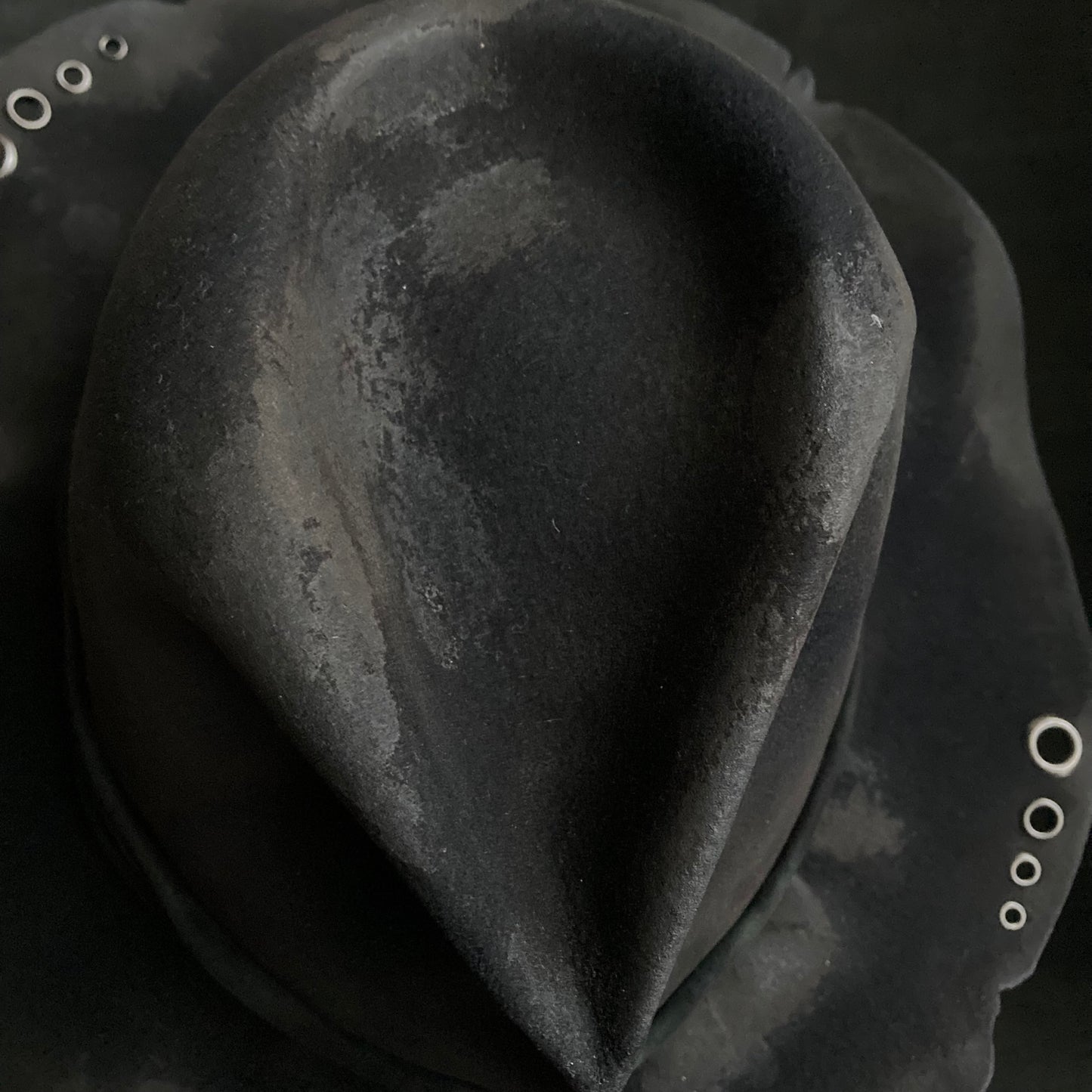 Eyelet burned black rabbit fedora hat