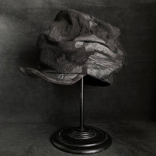 Grain sheepskin leather turn cap