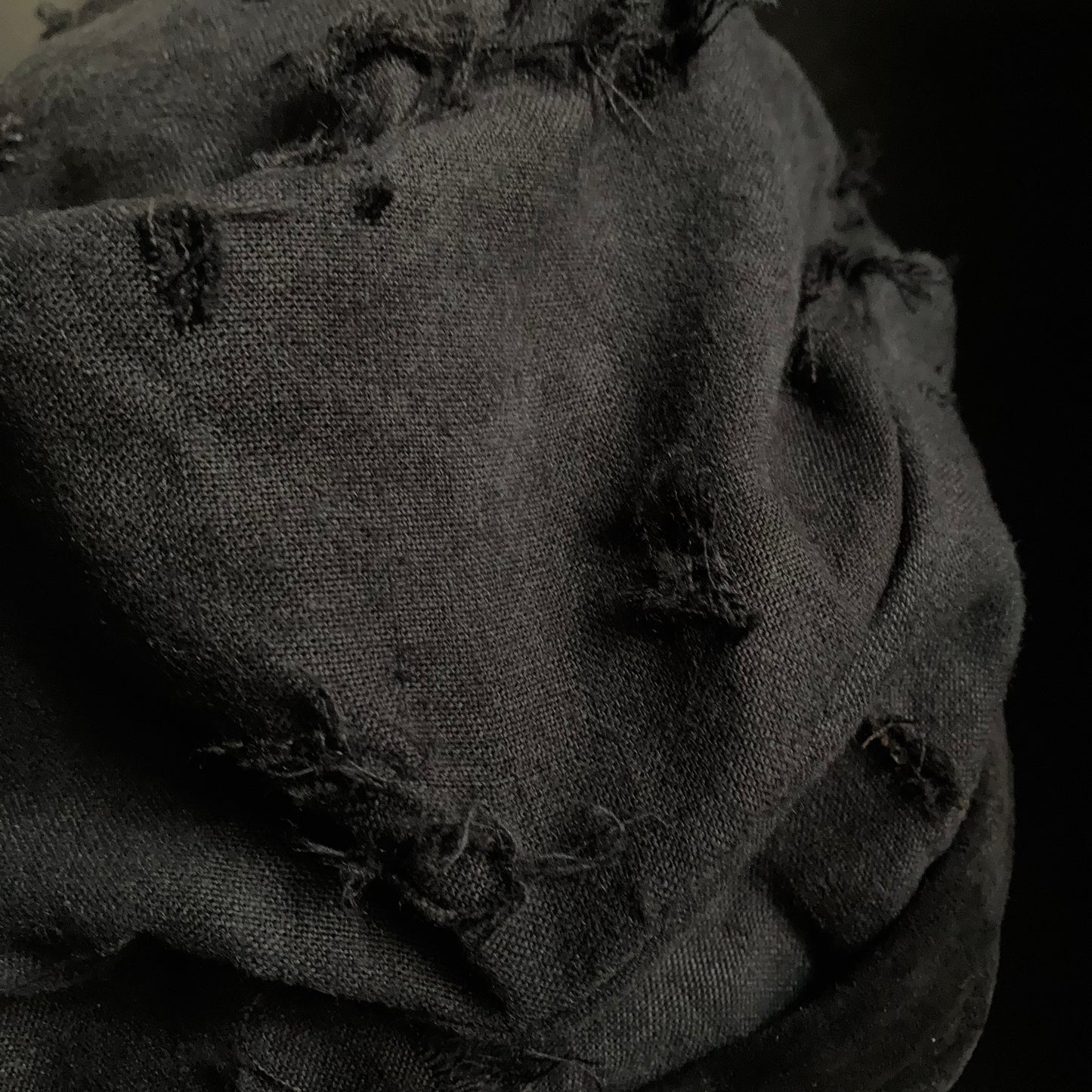 Black linen damage martial turn cap