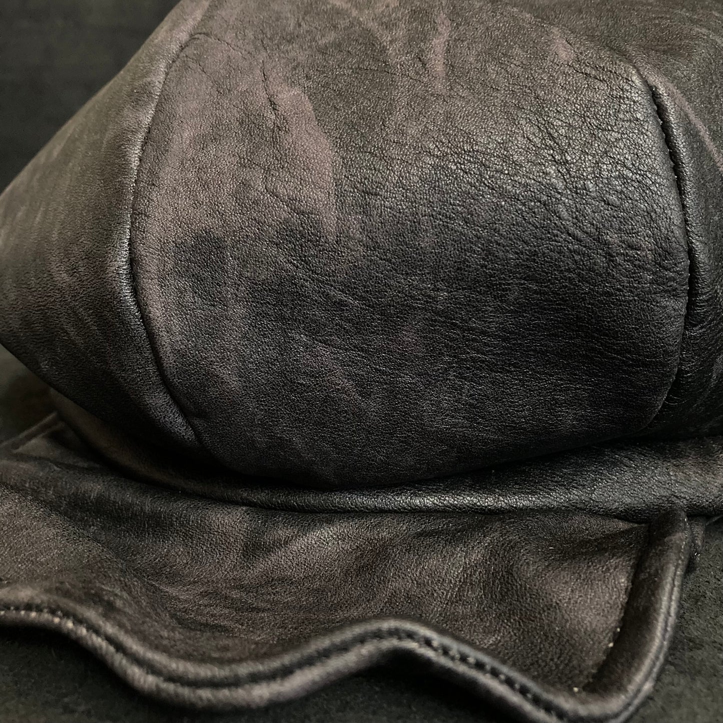 Processed horsehide casquette