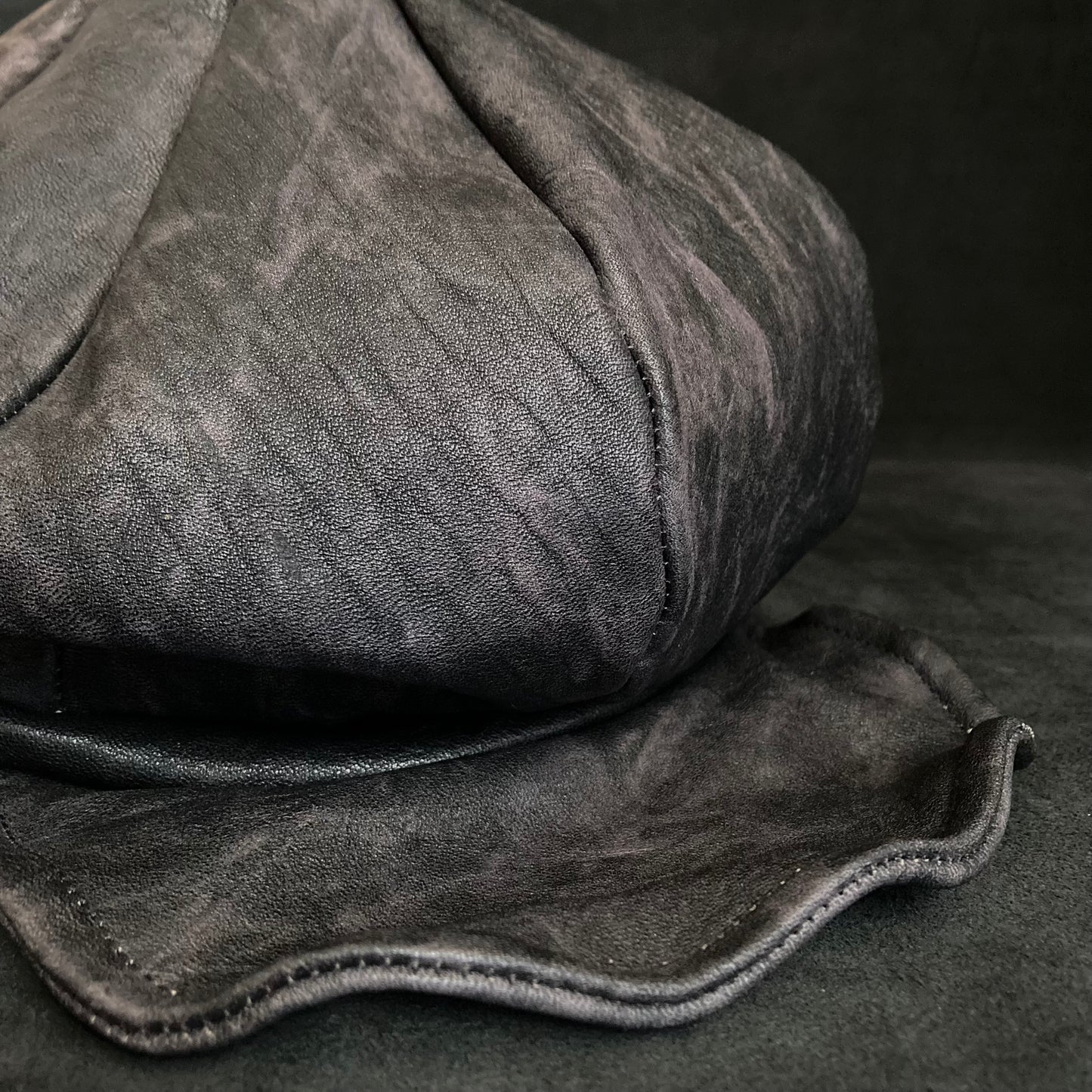 Processed horsehide casquette