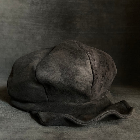 Black  leather bleached casquette