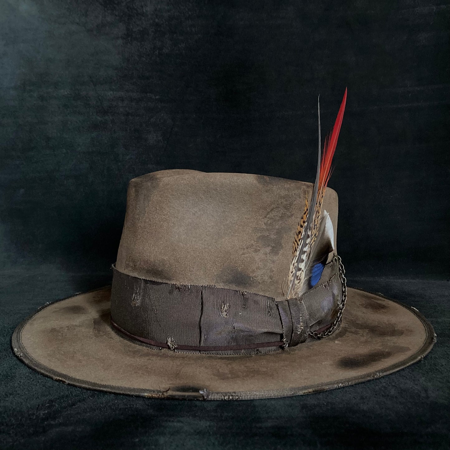 Mocha burnt finish fedora hat