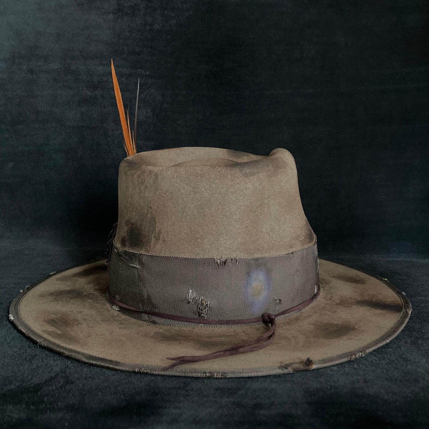 Mocha burnt finish fedora hat