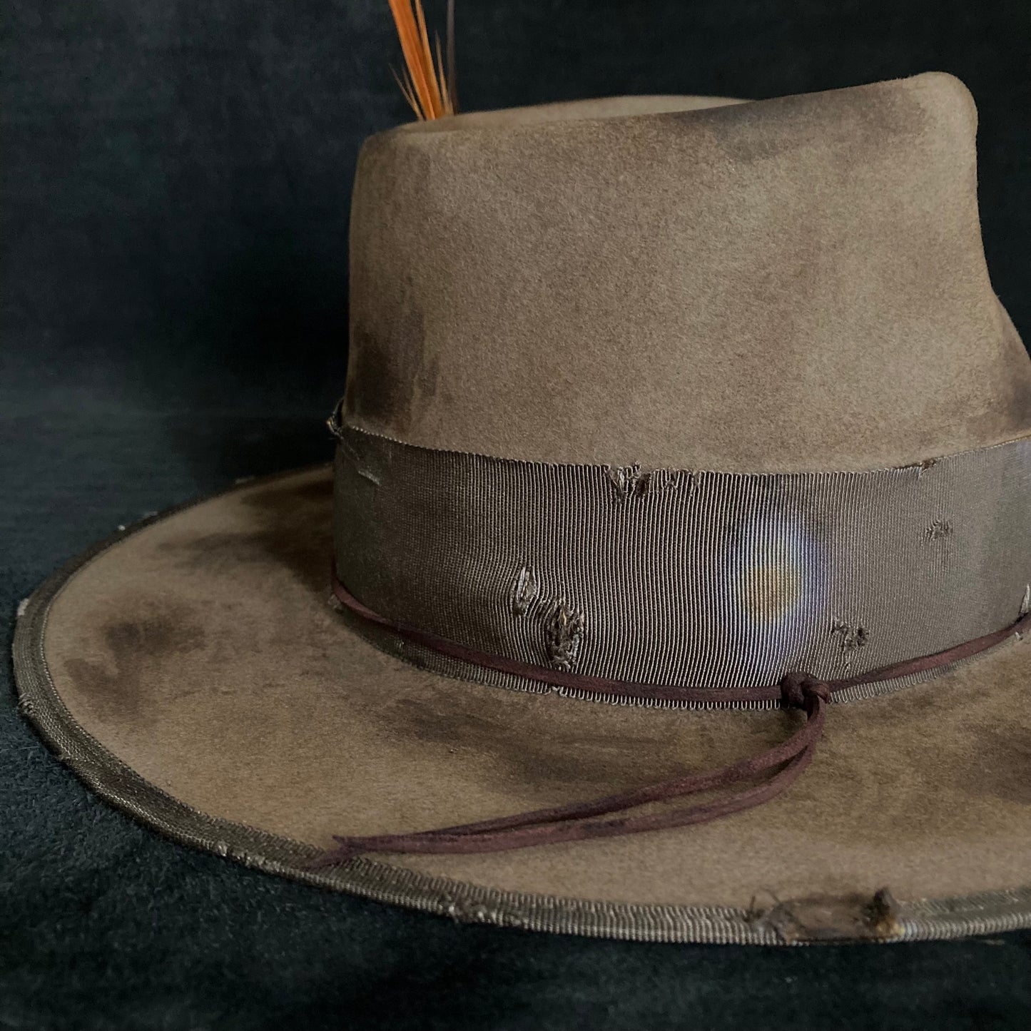 Mocha burnt finish fedora hat