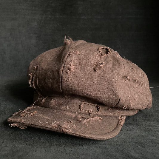 Brown linen damage  casquette(brim core)