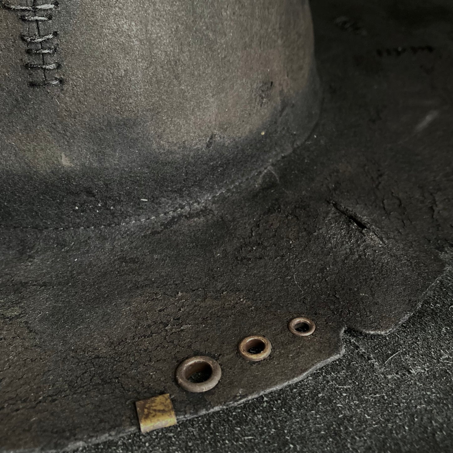 Burnt wax stitch fedora hat