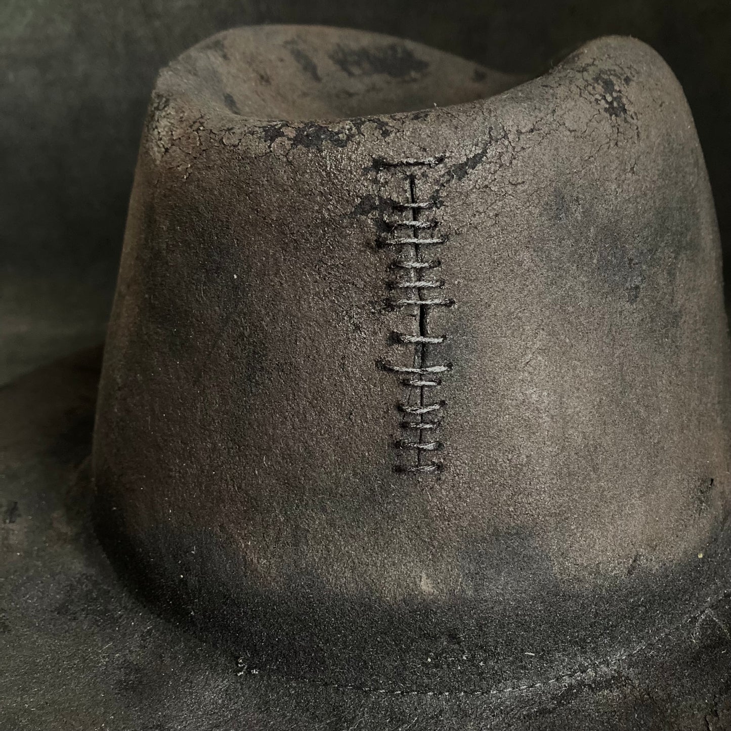 Burnt wax stitch fedora hat