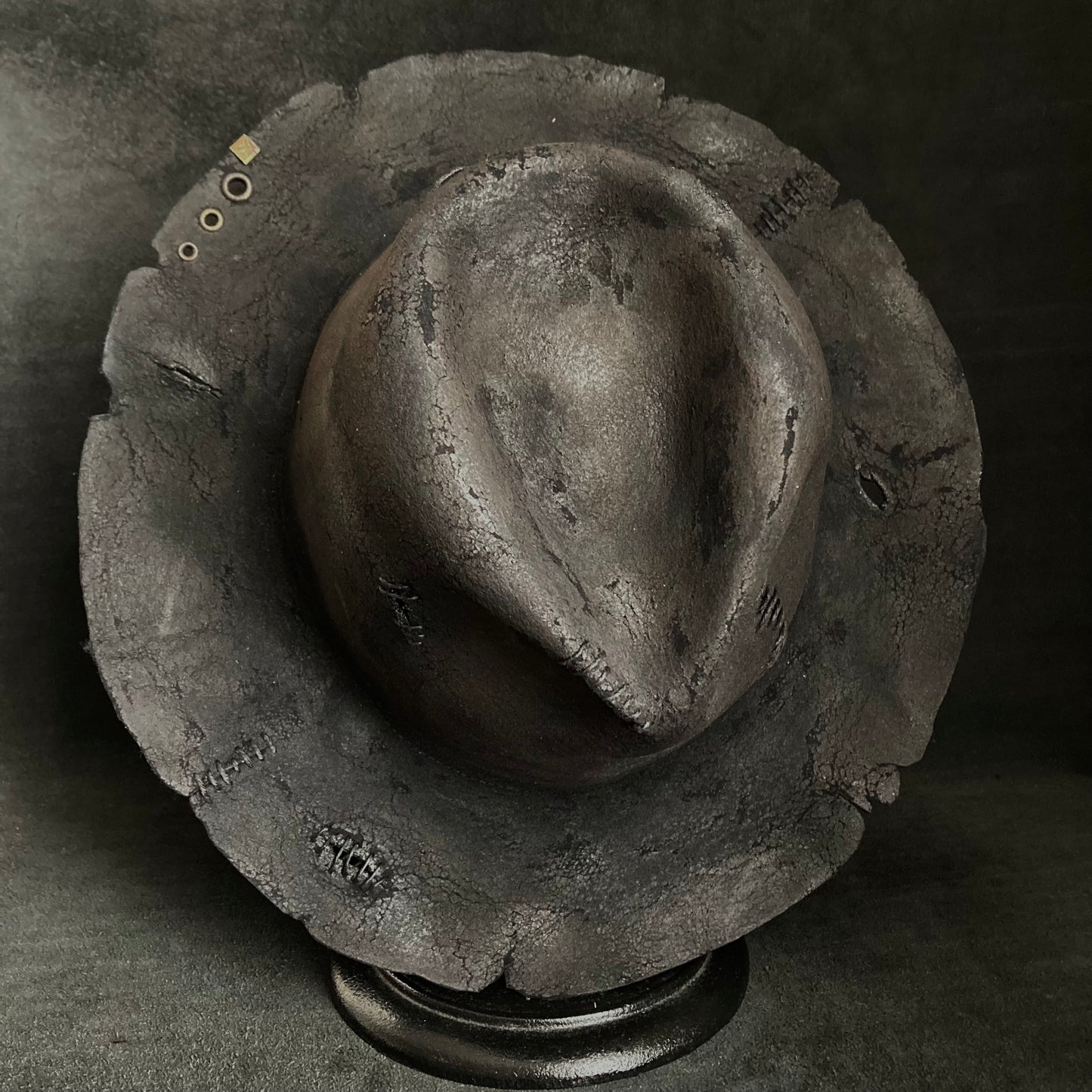 Burnt wax stitch fedora hat