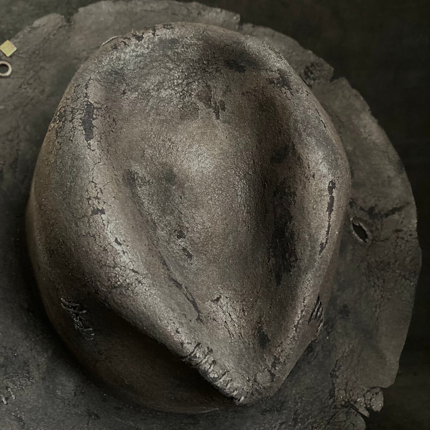 Burnt wax stitch fedora hat