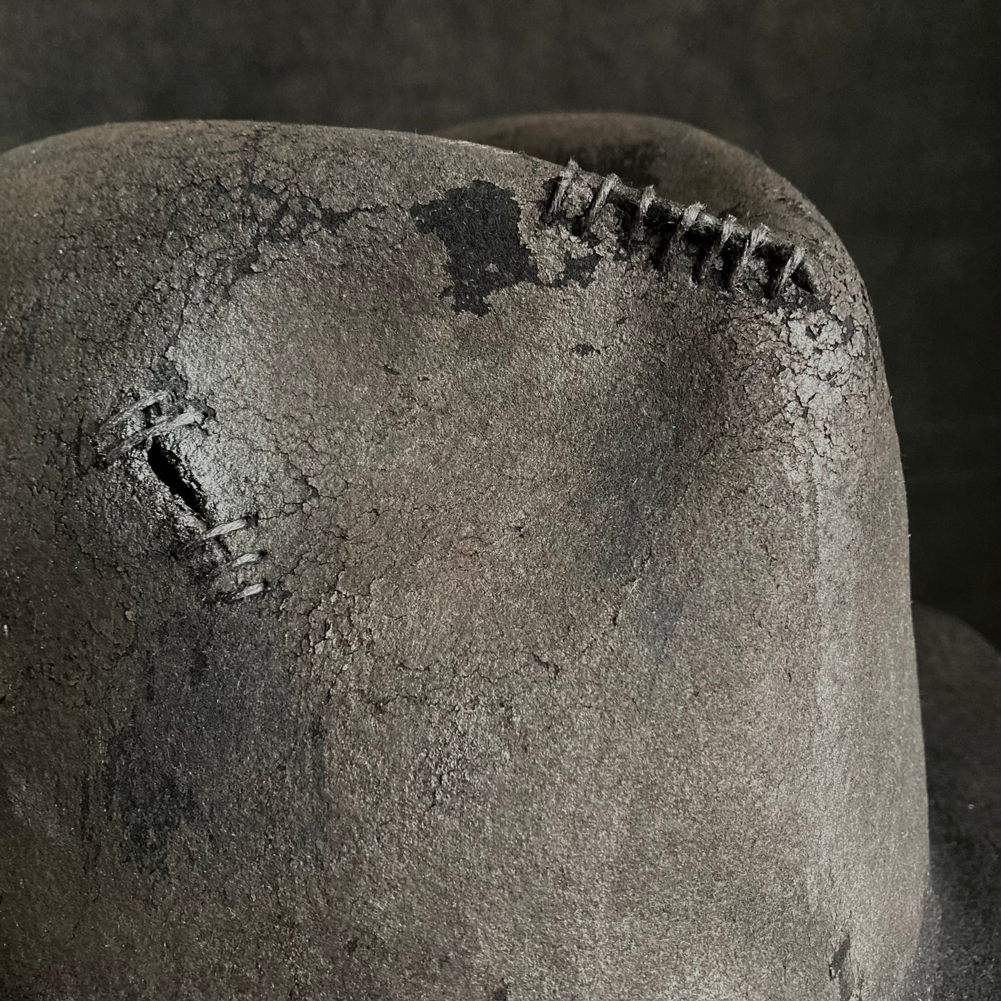 Burnt wax stitch fedora hat