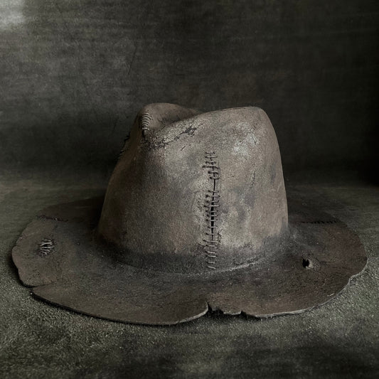 Burned  wax stitch fedora hat