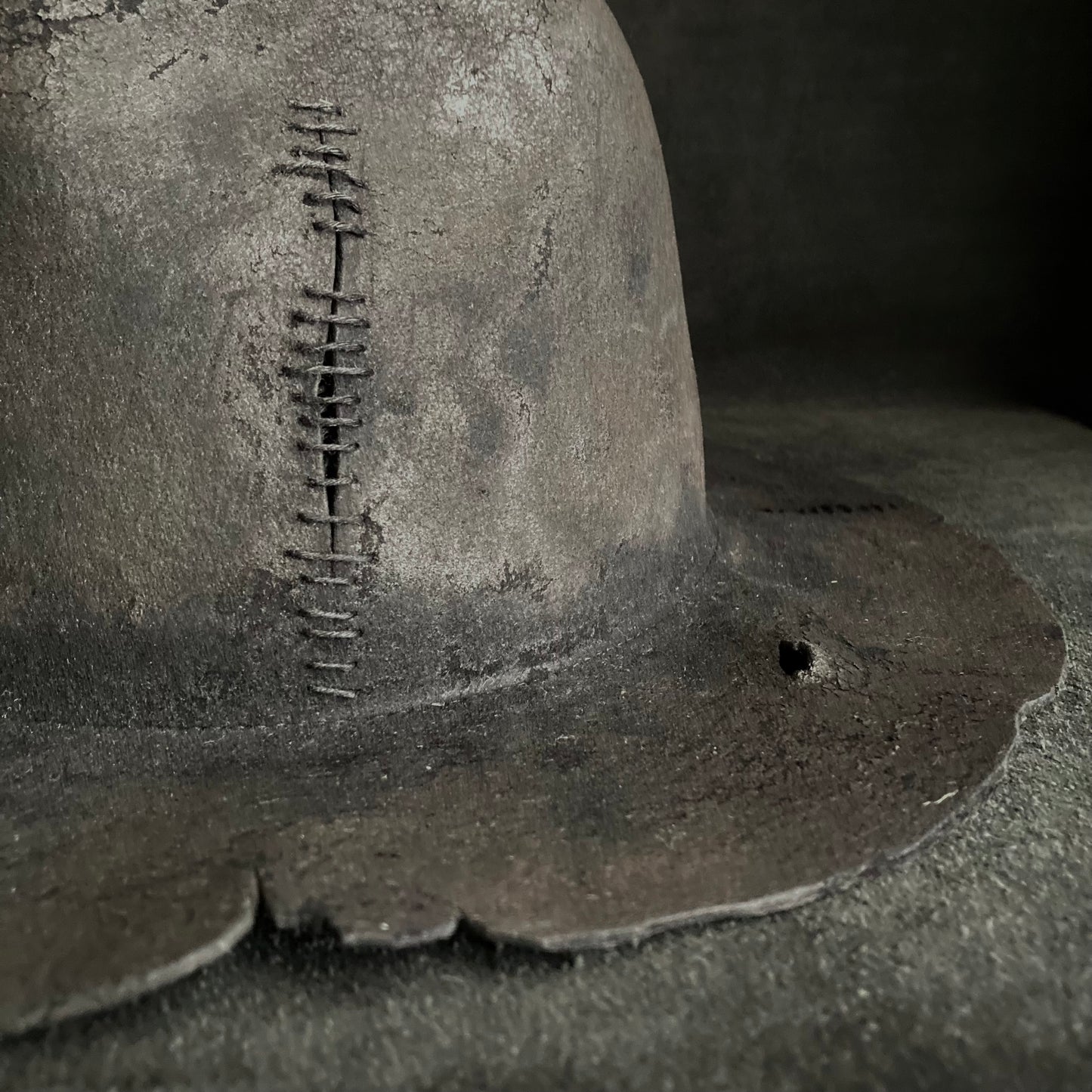 Burnt wax stitch fedora hat