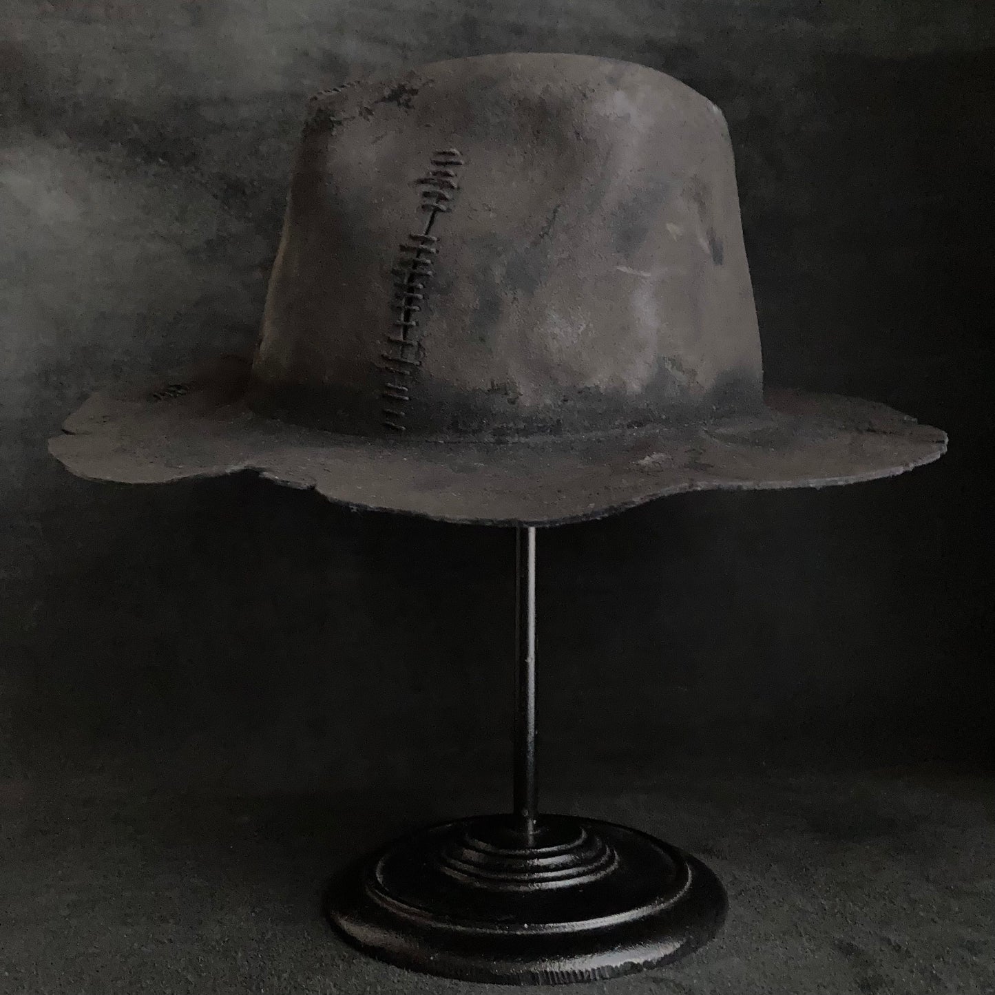 Burnt wax stitch fedora hat