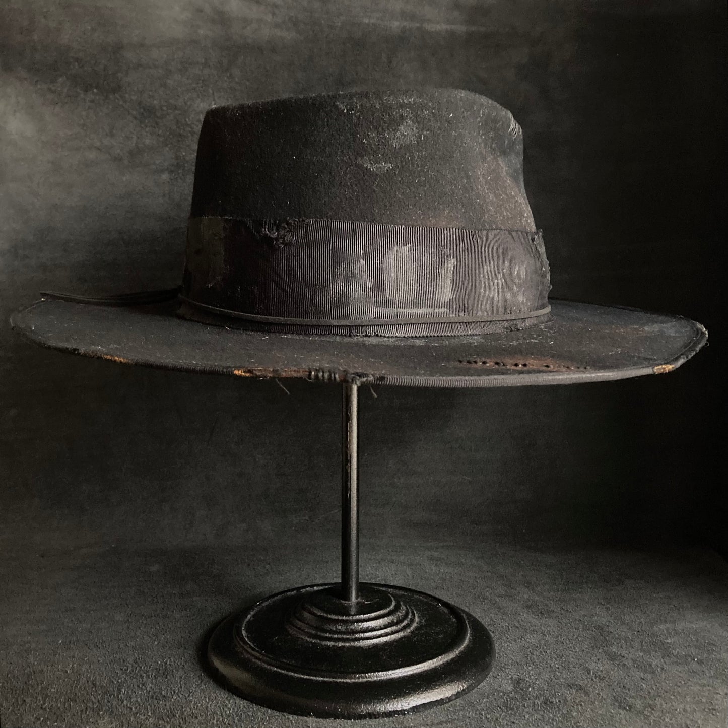 Plain dirt black fedora hat