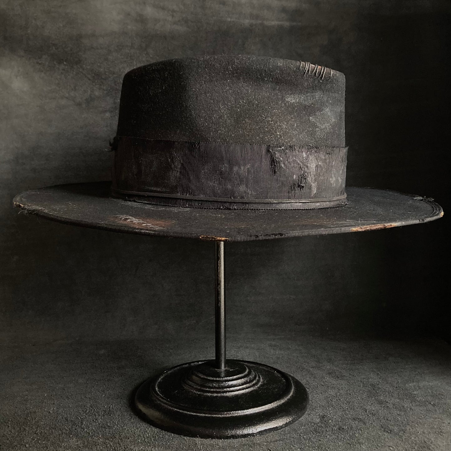 Plain dirt black fedora hat