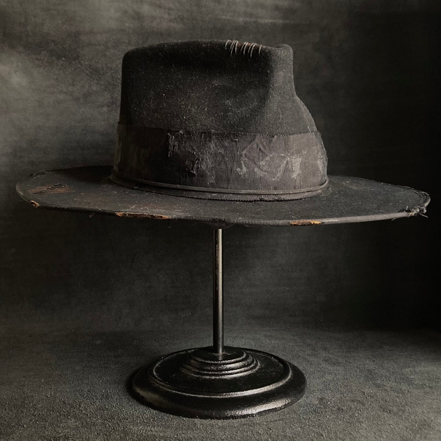 Plain dirt black fedora hat
