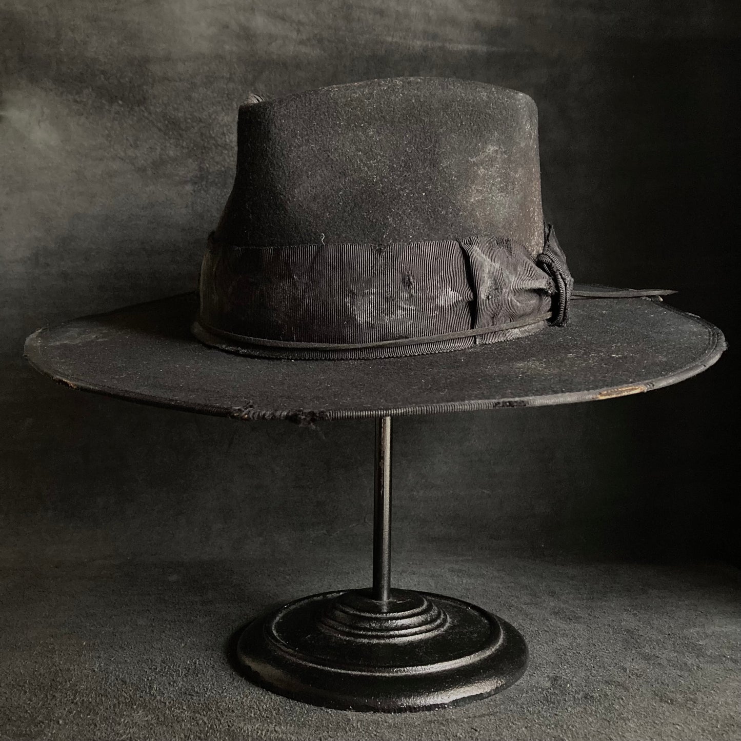 Plain dirt black fedora hat