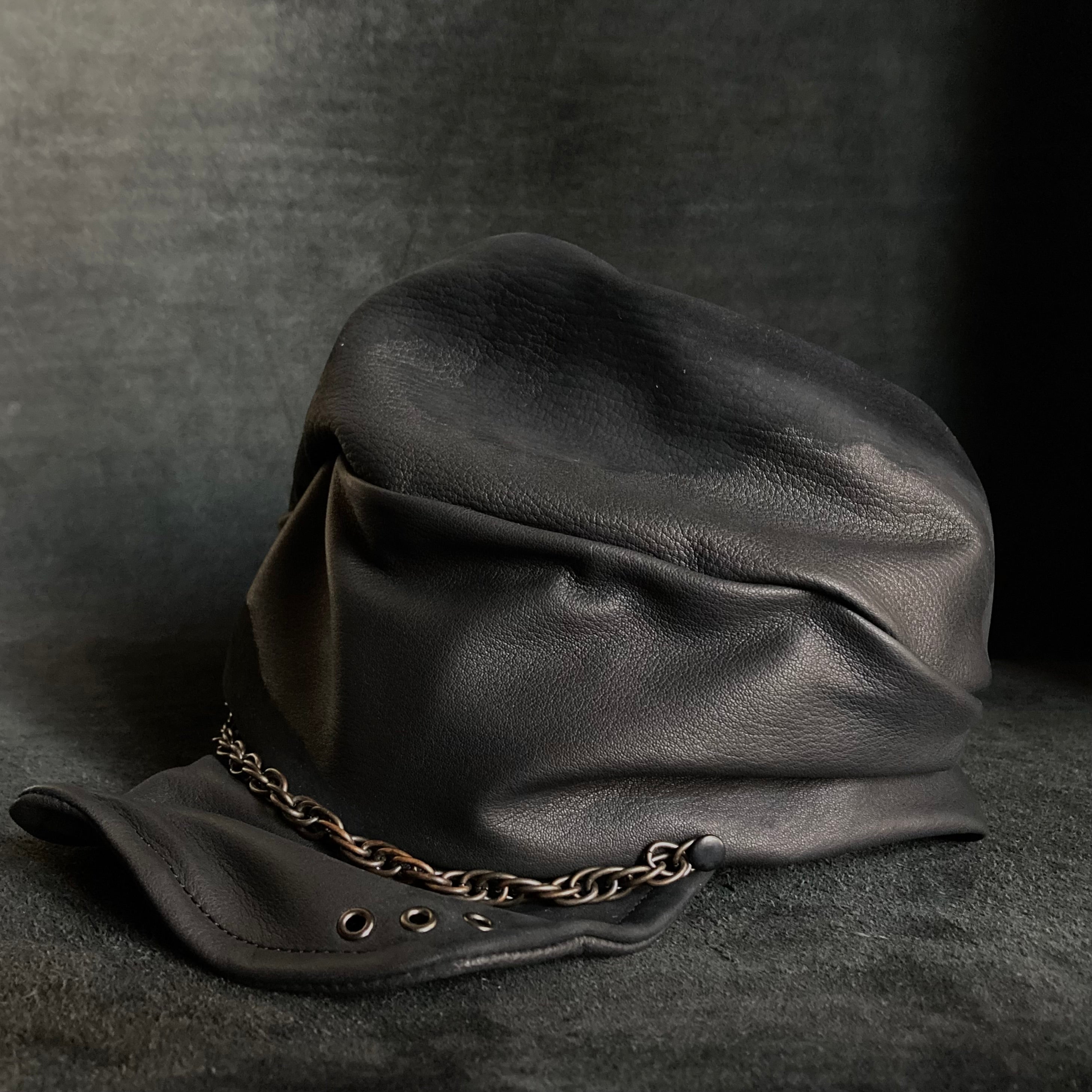 triangleshat black bleached turn cap タグ付 triangles hat(トライアングルズハット) Bleached Black Leather Turn