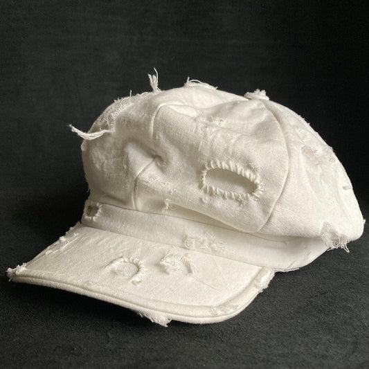 Clear white damage fabric casquette (brim core)