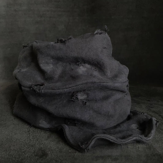 Black linen damage turn cap