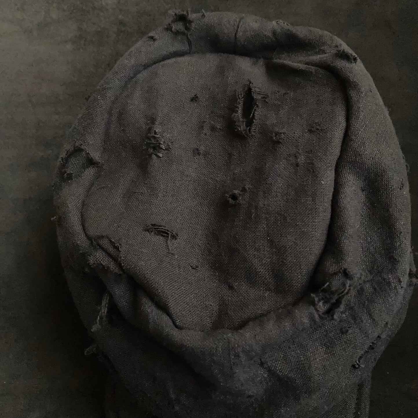 Black linen damage martial turn cap