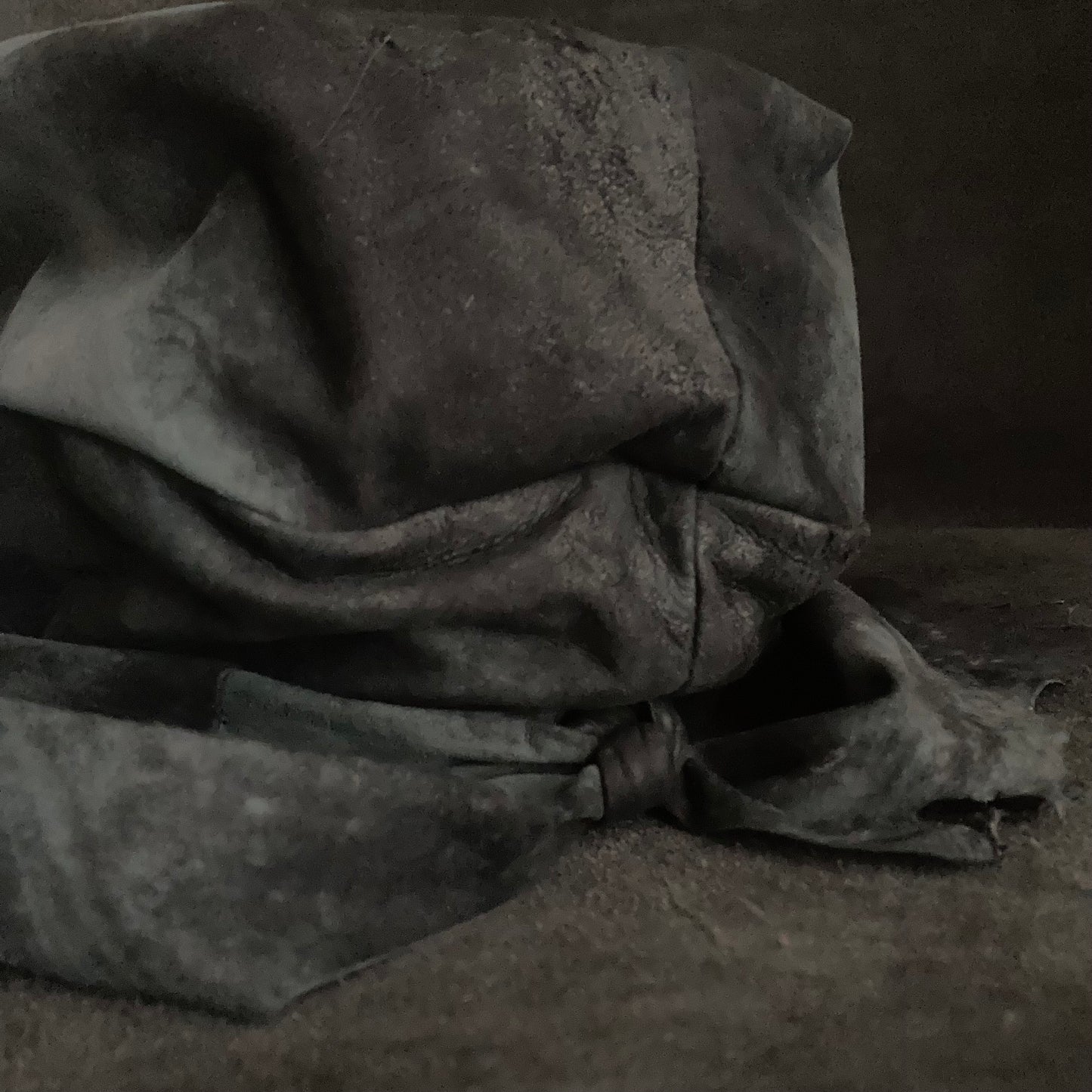 Lake black leather martial turn cap