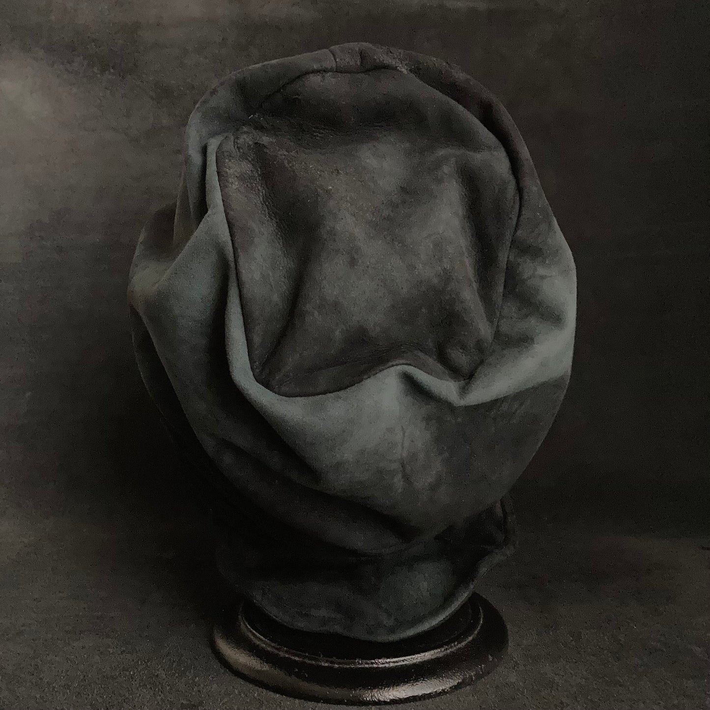 Lake black leather martial turn cap