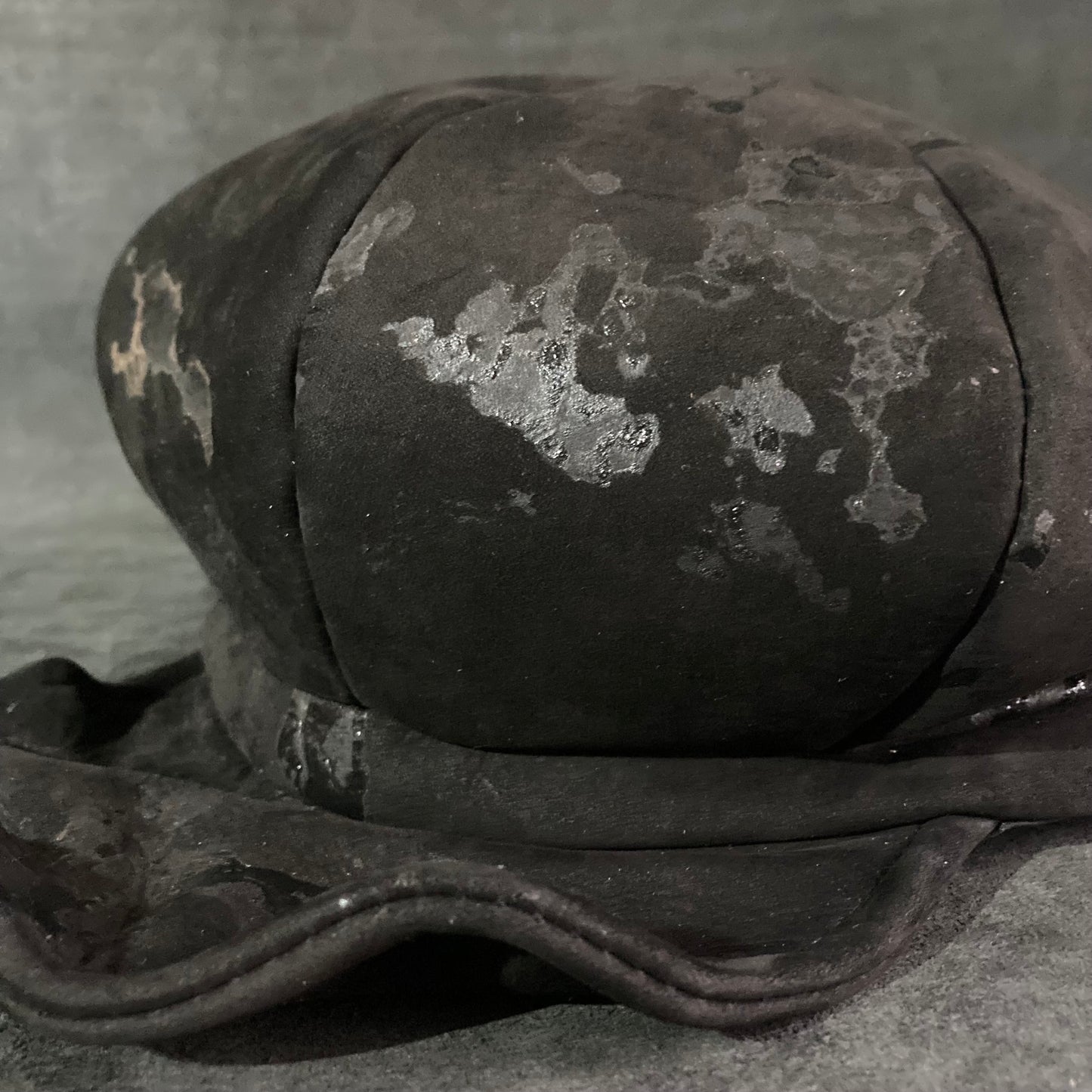 Paint stains black leather casquette
