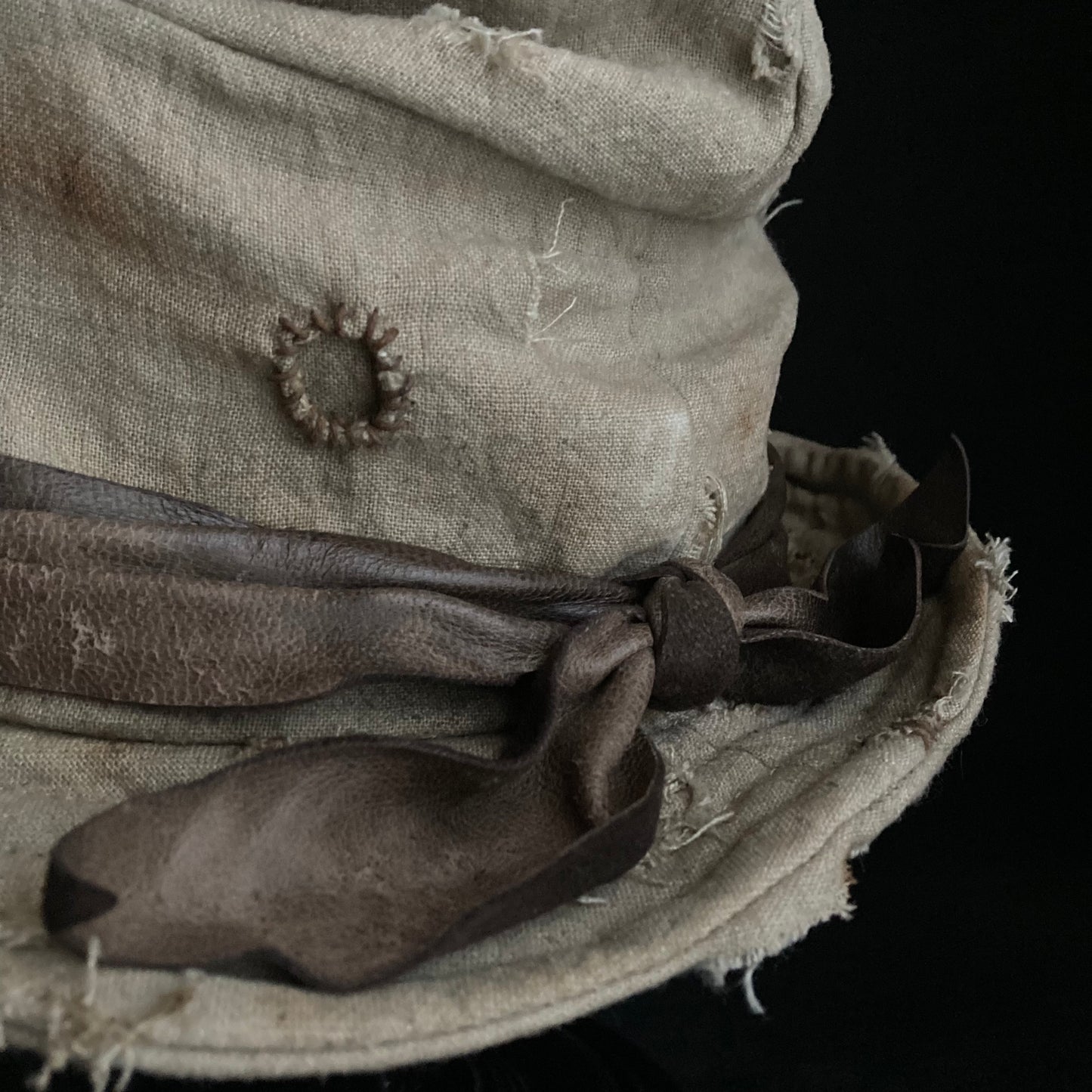 Damage sand ramie damage turn bucket hat