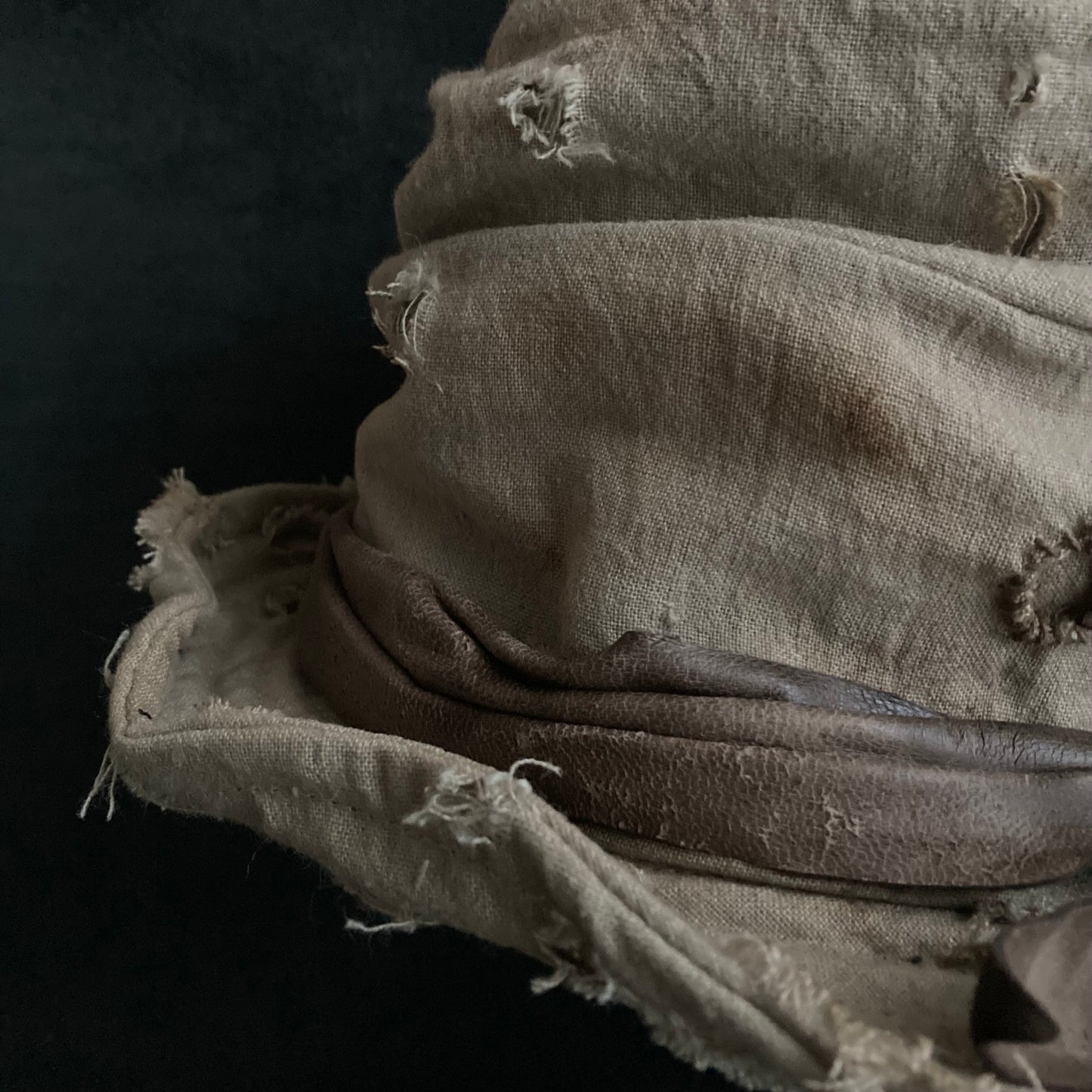 Damage sand ramie damage turn bucket hat