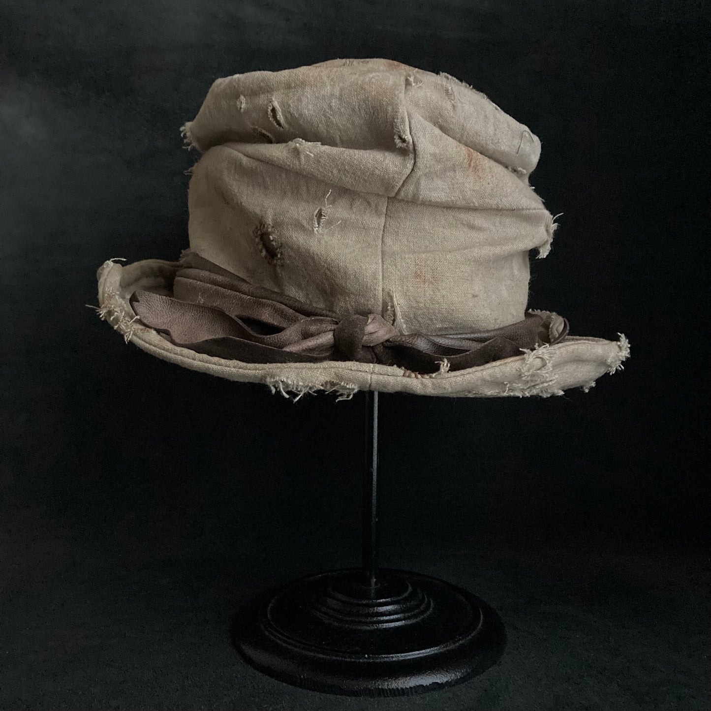 Damage sand ramie damage turn bucket hat