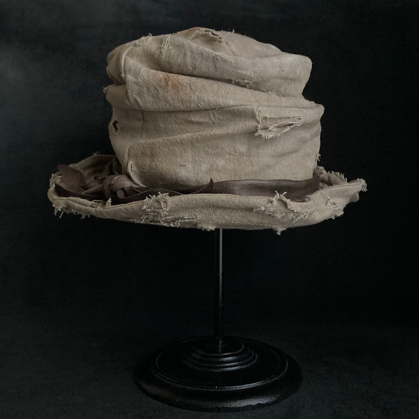 Damage sand ramie damage turn bucket hat