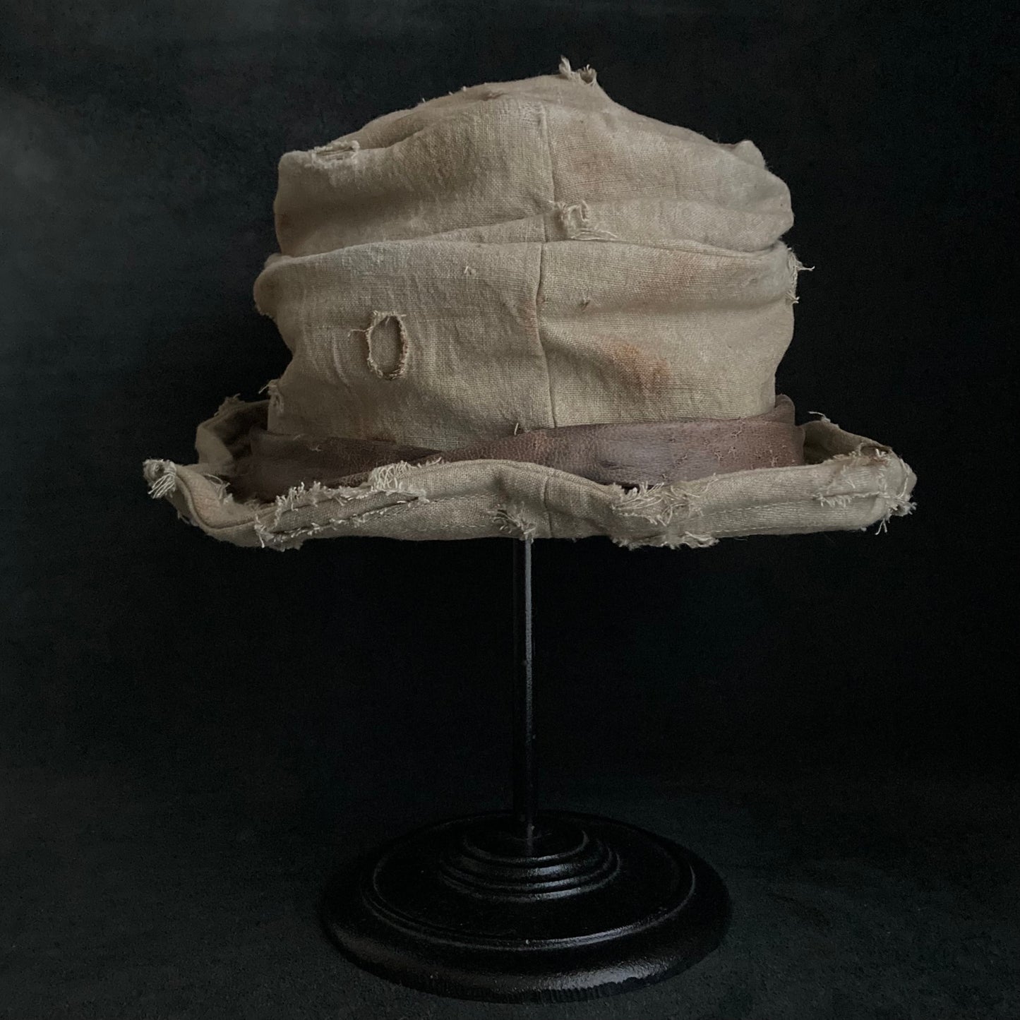 Damage sand ramie damage turn bucket hat