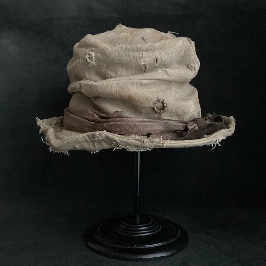 Damage sand ramie damage turn bucket hat