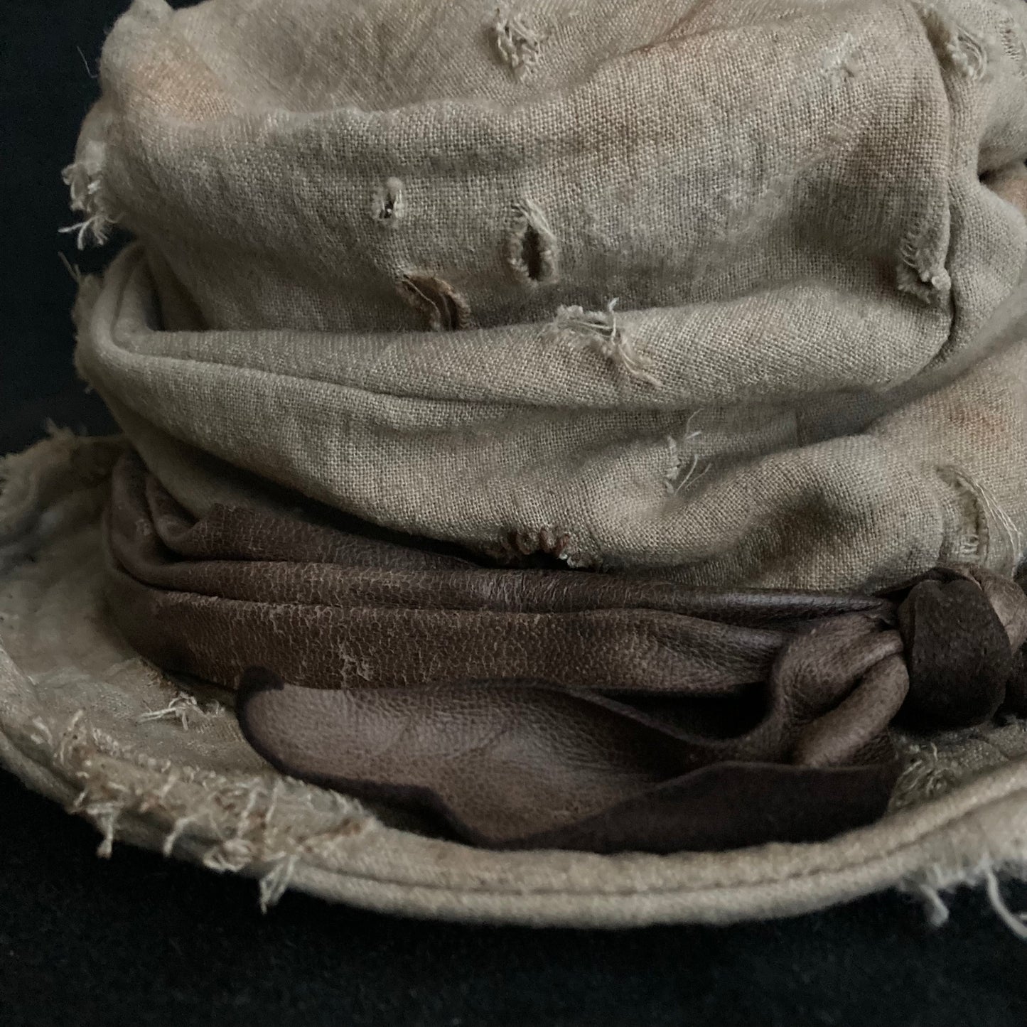 Damage sand ramie damage turn bucket hat