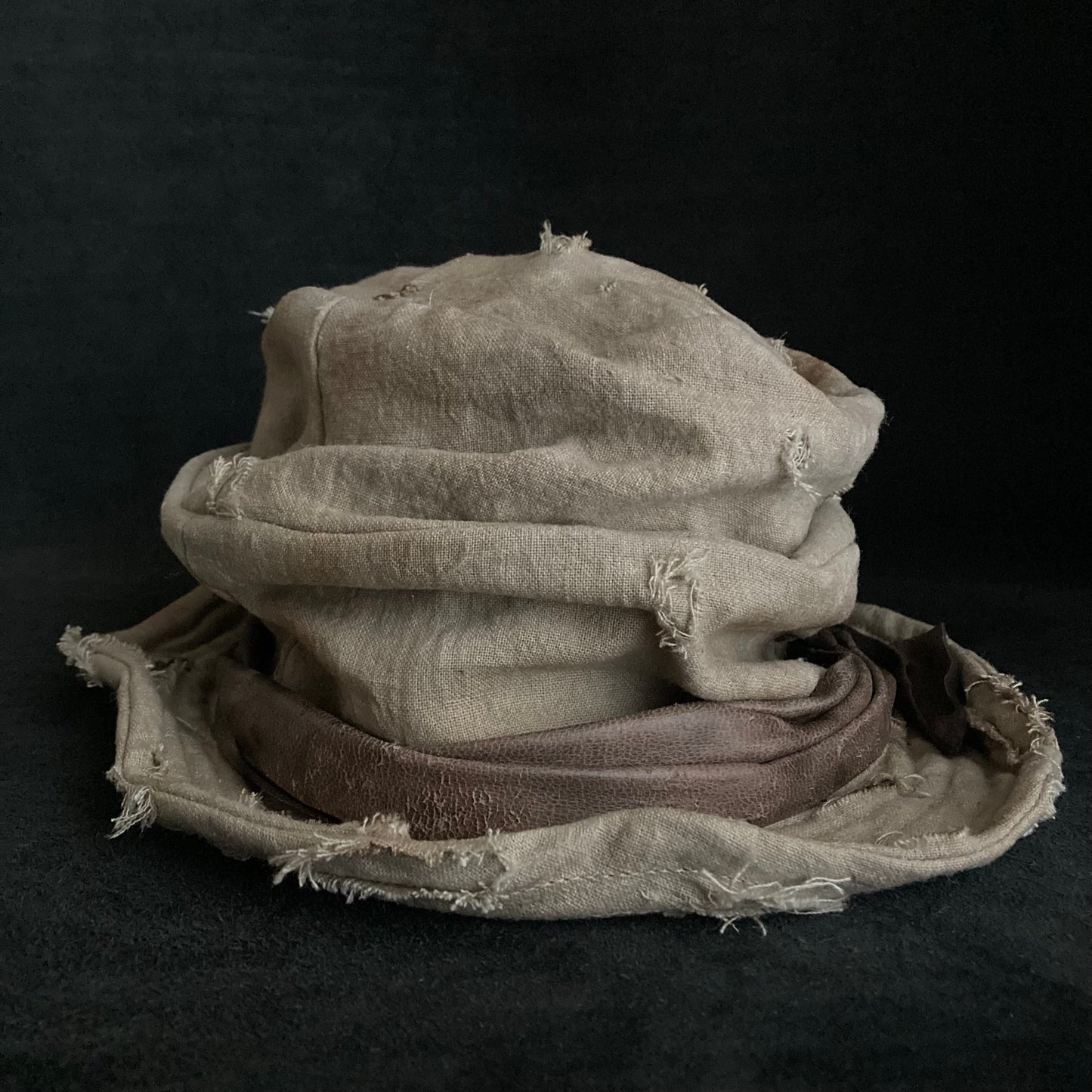 Damage sand ramie damage turn bucket hat