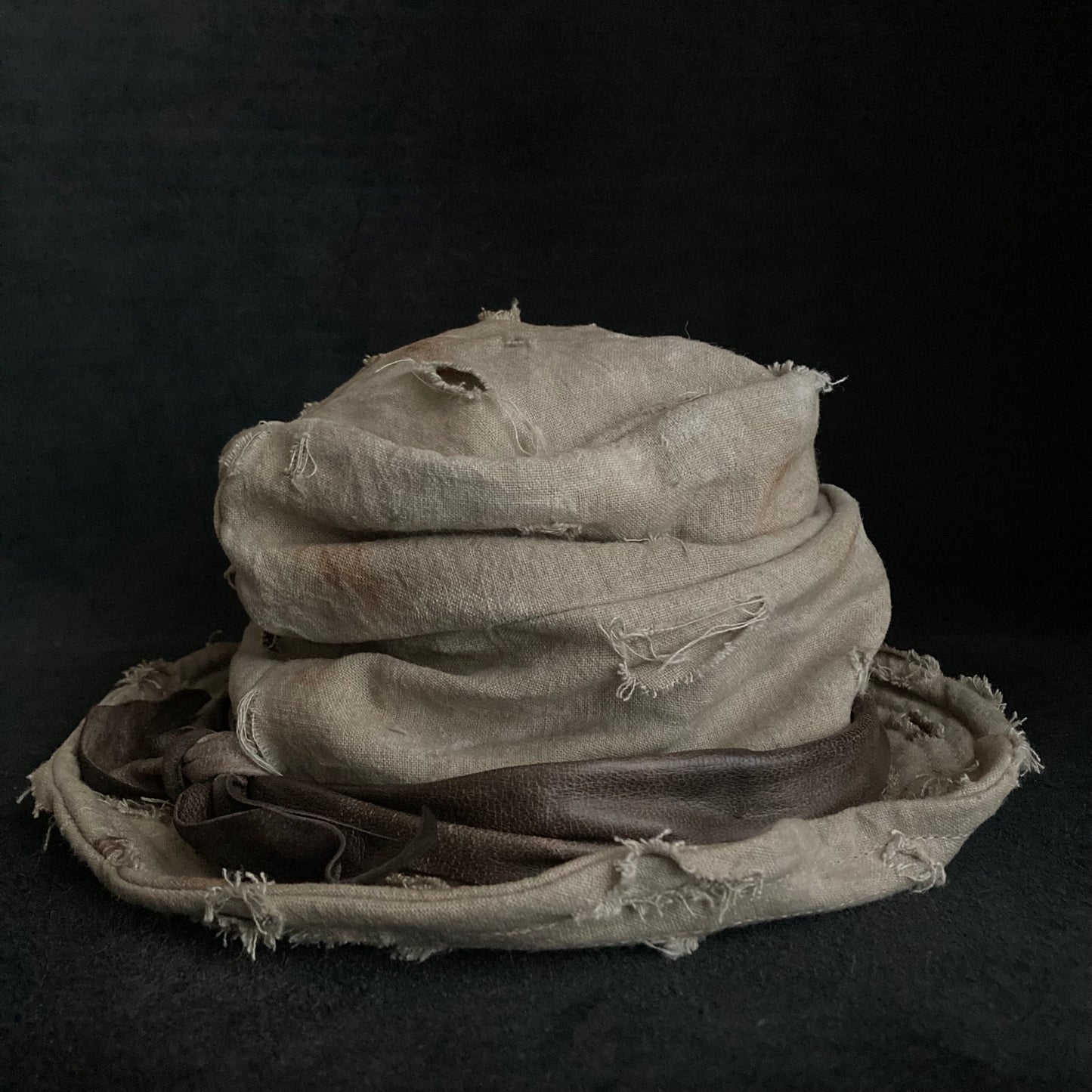 Damage sand ramie damage turn bucket hat