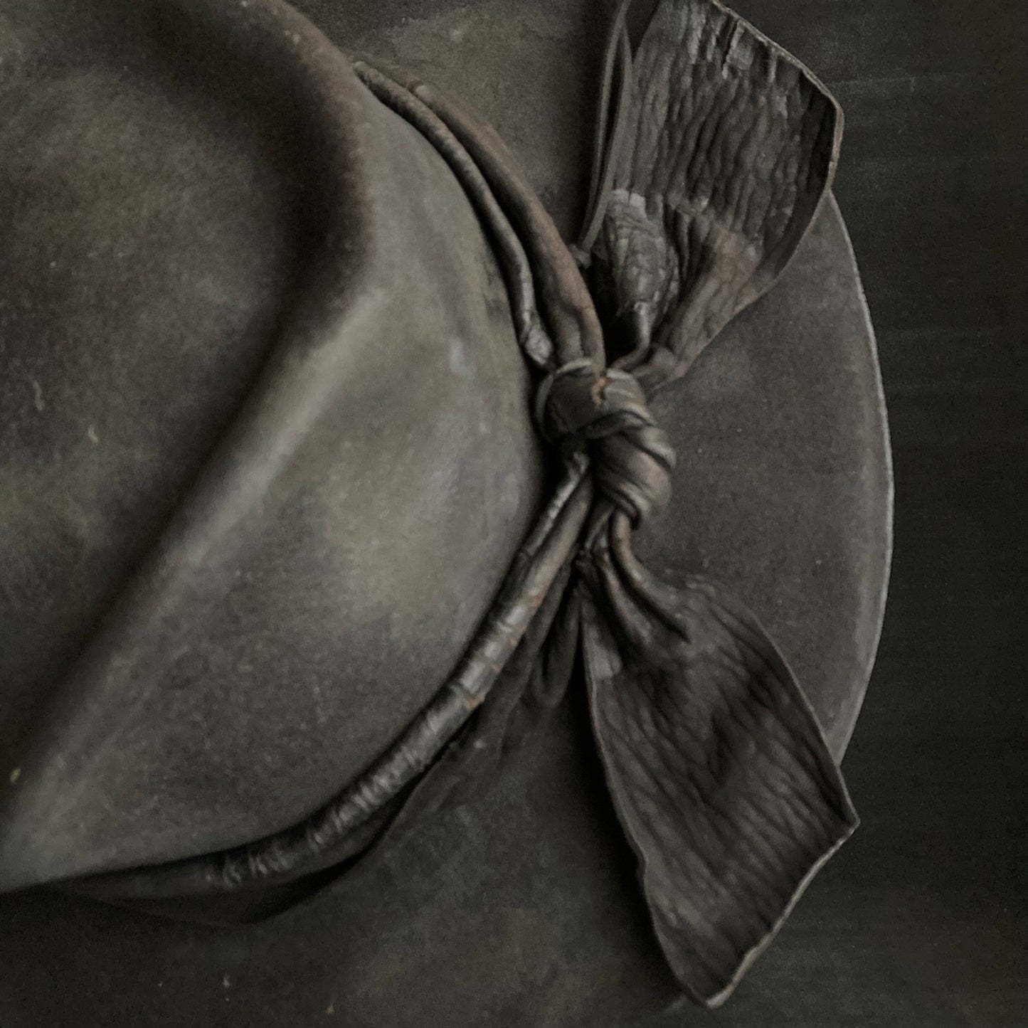 Charcoal bleched leather  fedora hat